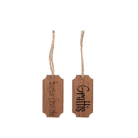Wooden label with text