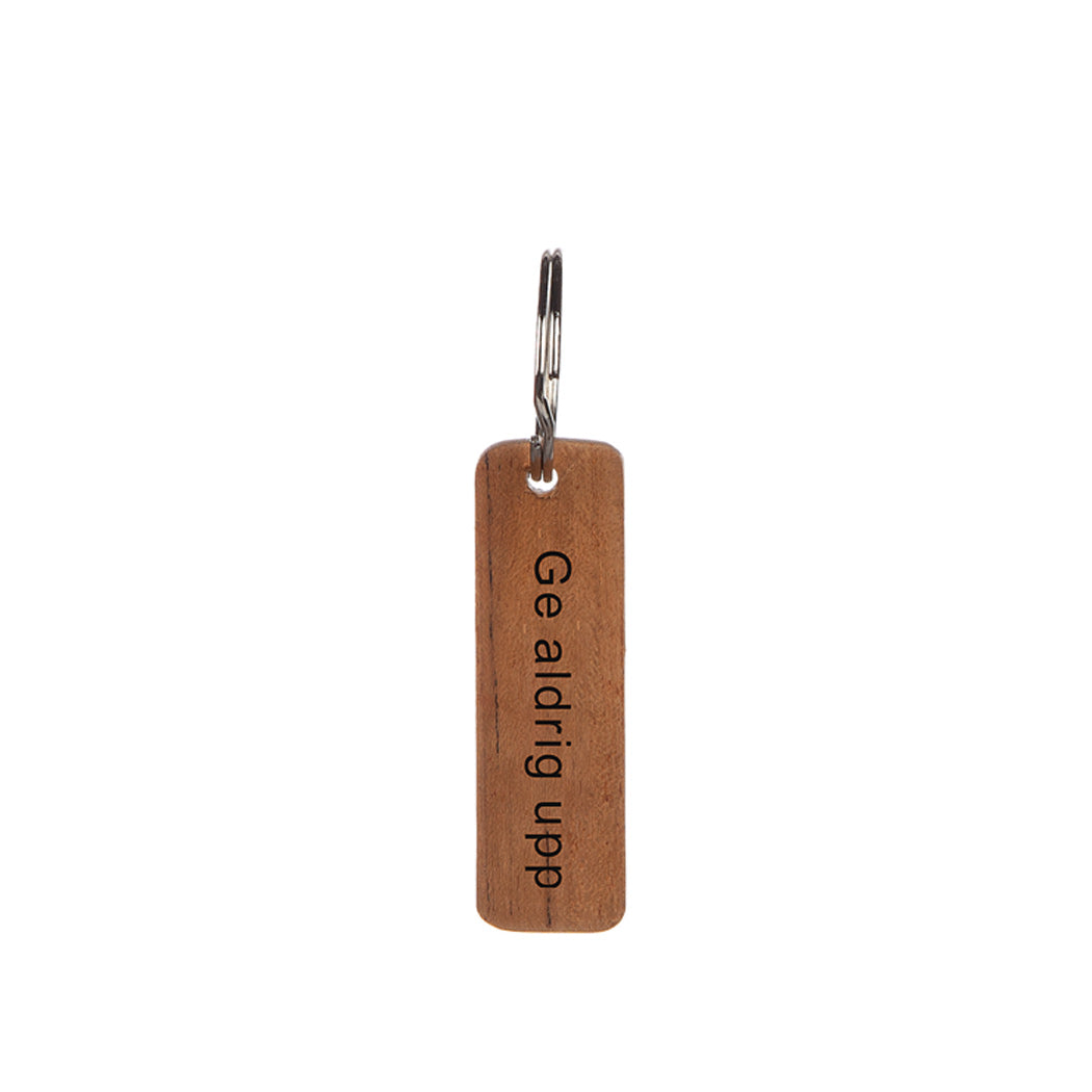 Wooden key ring with text