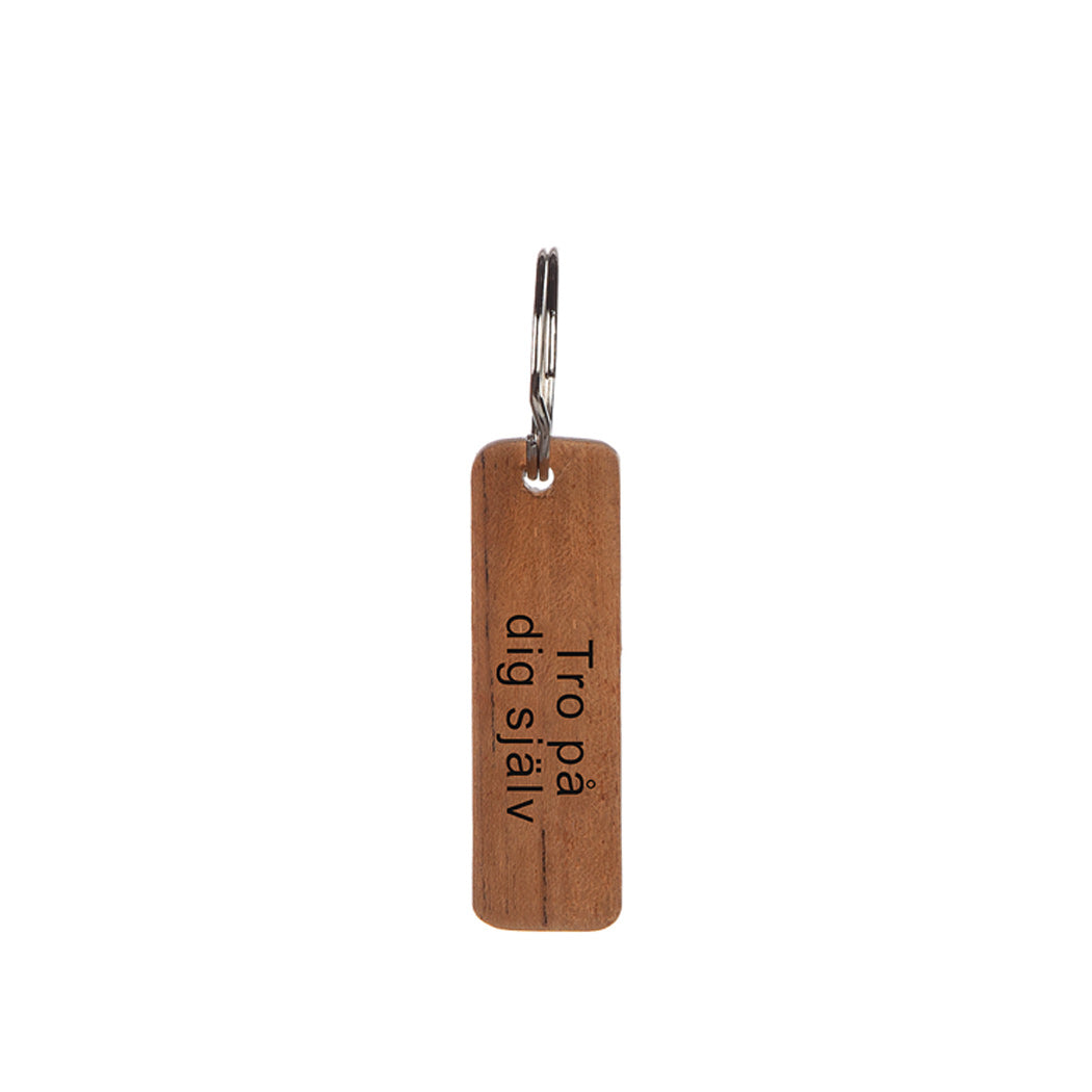 Wooden key ring with text