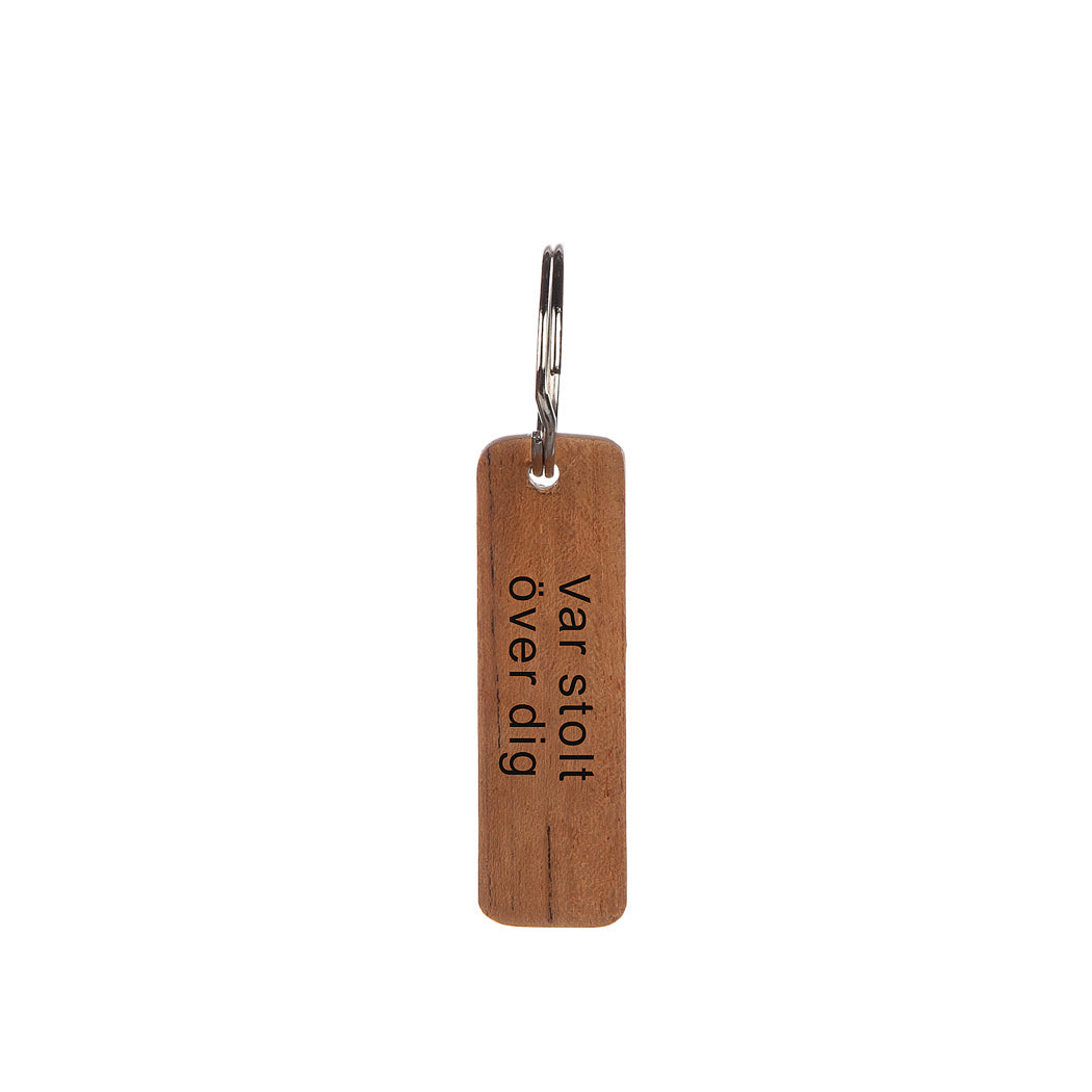 Wooden key ring with text