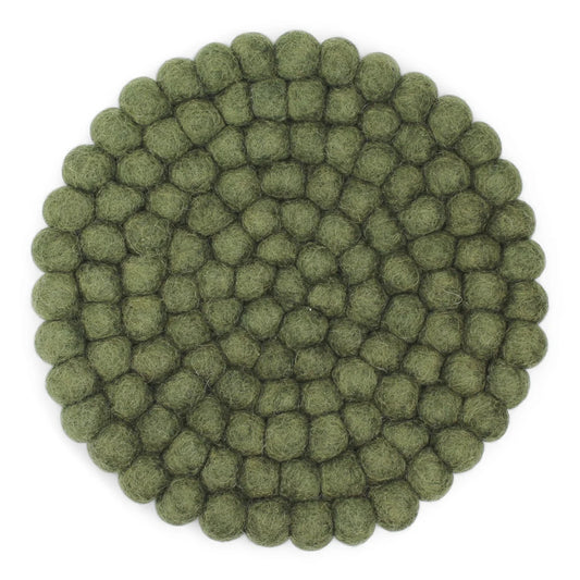 Felted coaster - Dark green
