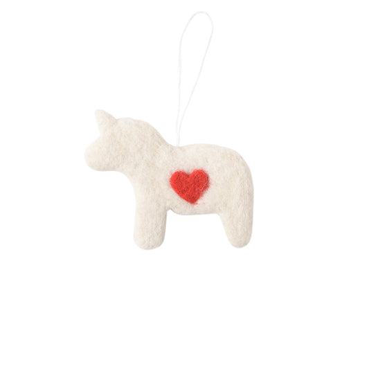 Felted Dala horse - white