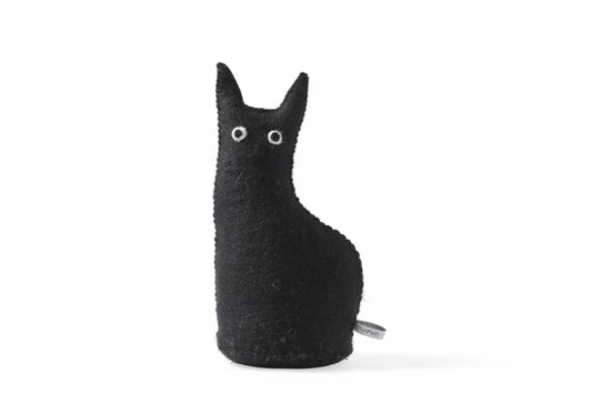 Doorstop - felted black cat