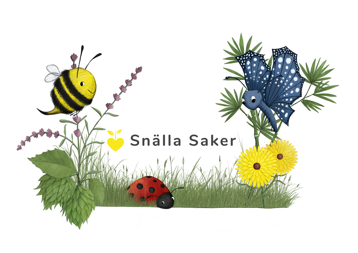 Snälla saker logga med vit bakgrund