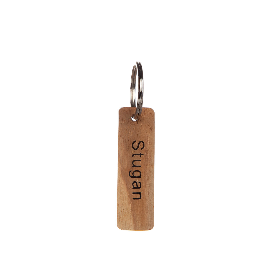 Wooden key ring with text
