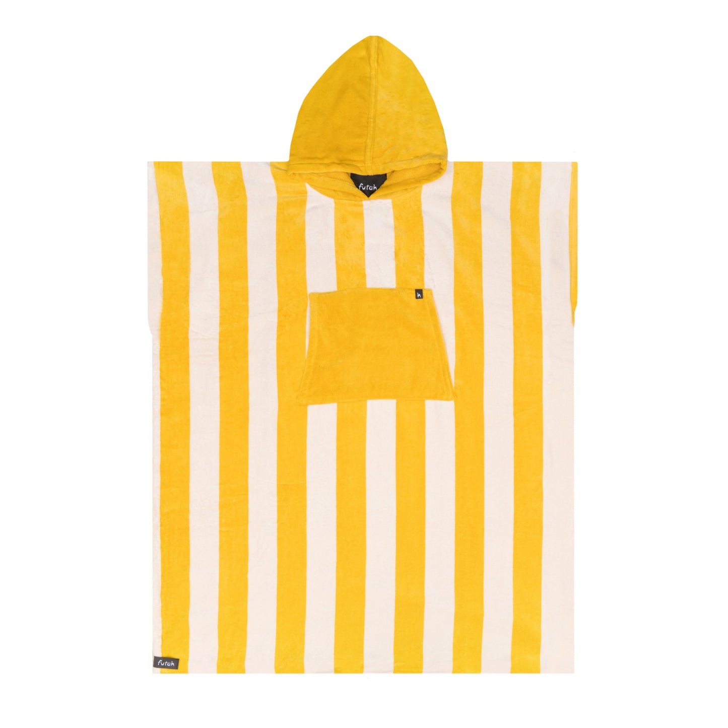 Terry Bath Poncho Yellow-white Striped