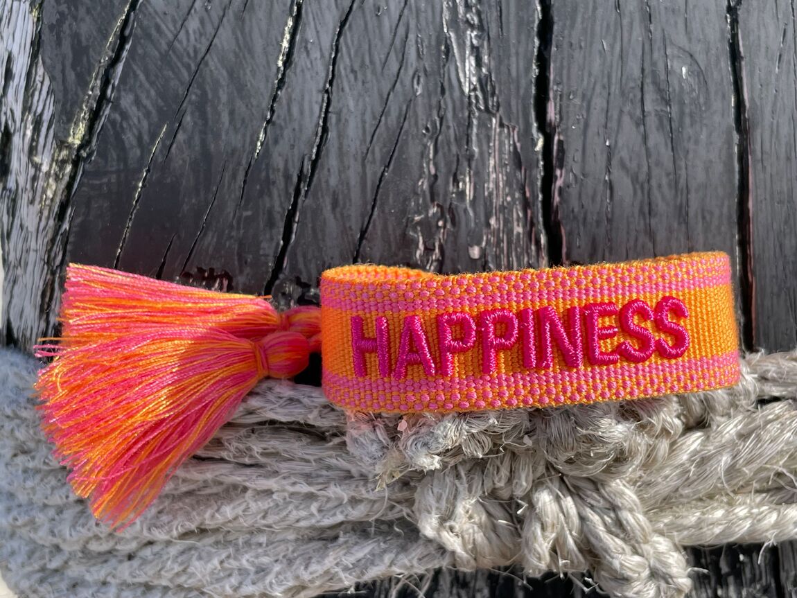 Vävt armand Happiness rosa
