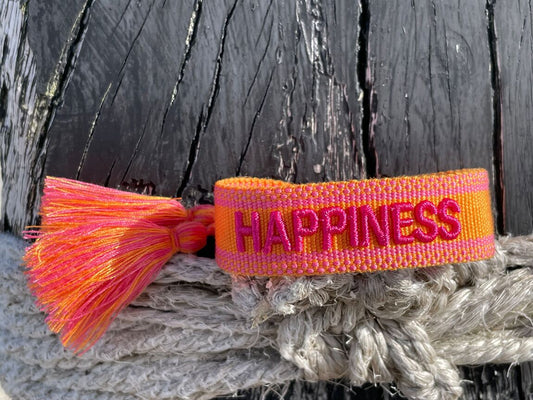 Vävt armand Happiness rosa