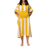 Terry Bath Poncho Yellow-white Striped