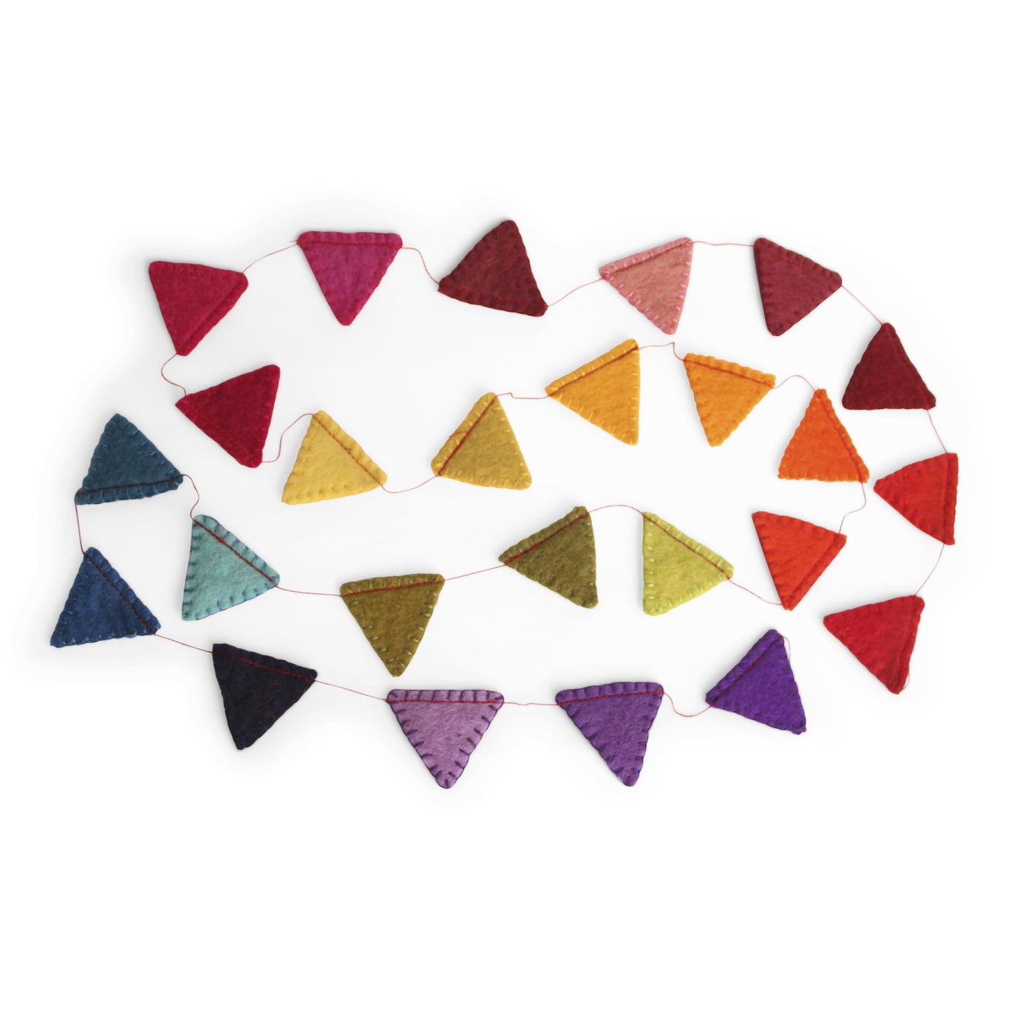 Tovad girlang med trianglar i glada färger ekologisk