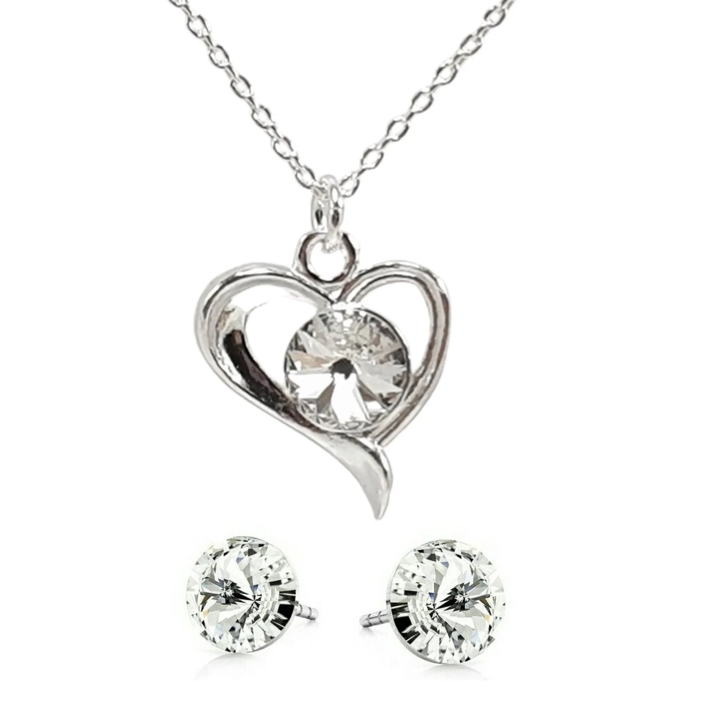 Necklace + earrings with Swarovski crystals