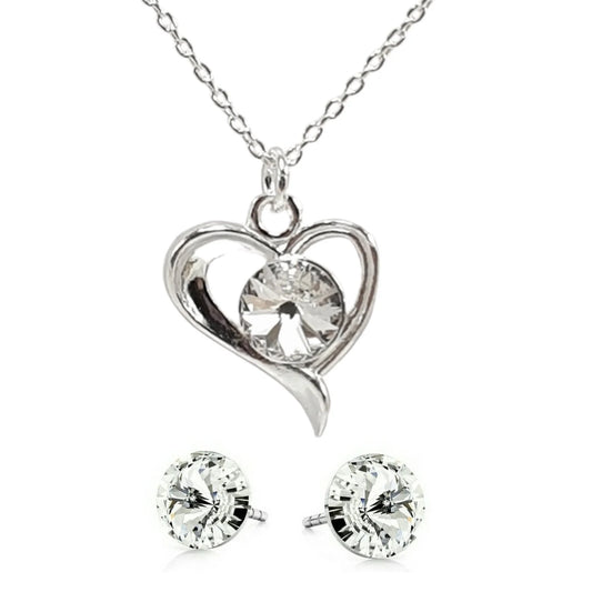Necklace + earrings with Swarovski crystals