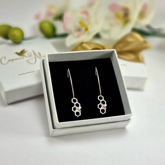 Earrings - Bee on Honeycomb