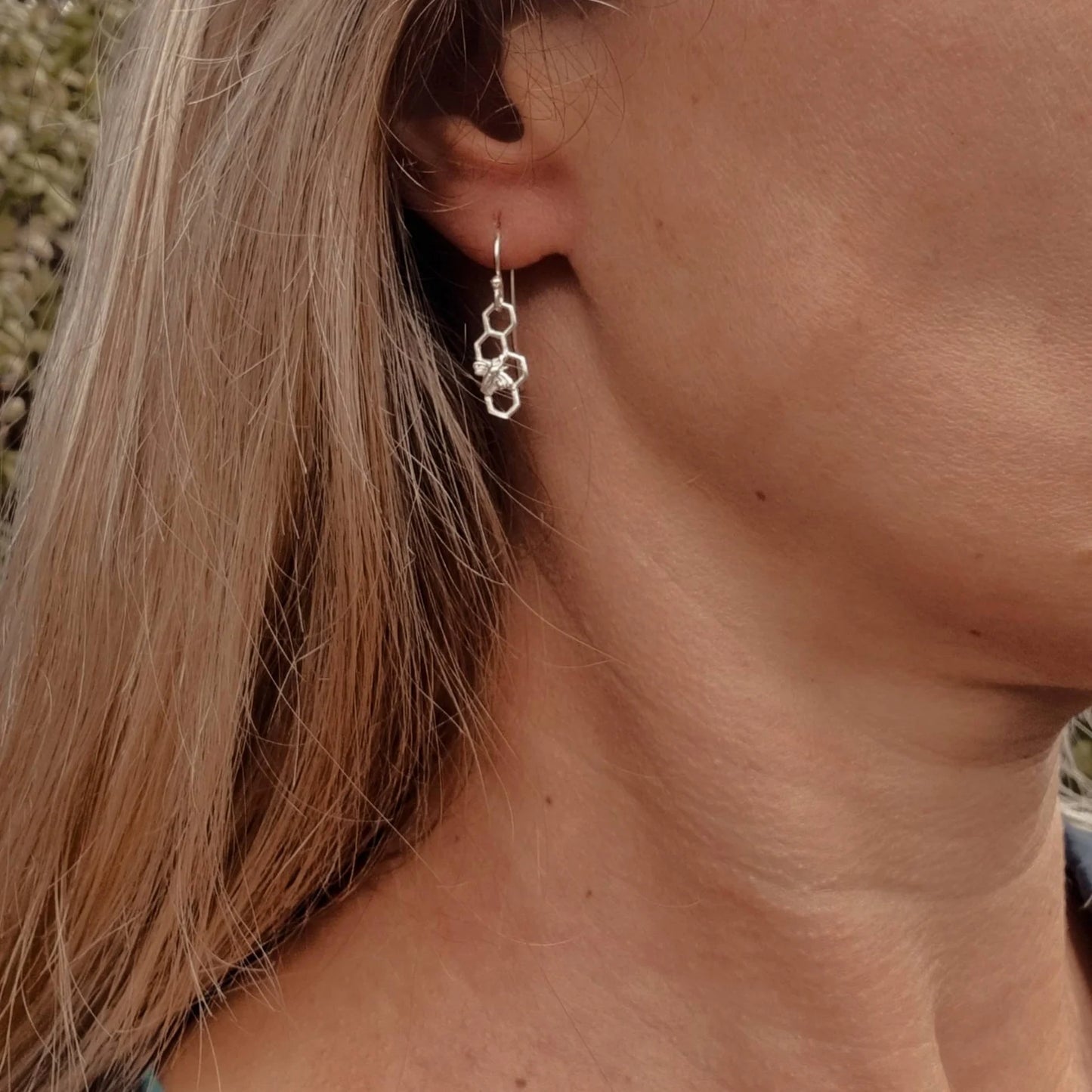 Earrings - Bee on Honeycomb