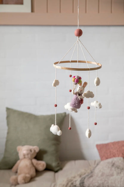 Felted mobile with forest animals