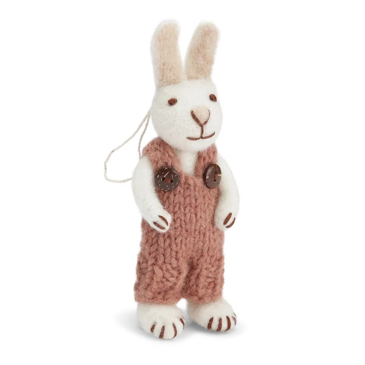 Felted white rabbit with yellow pants (14cm)