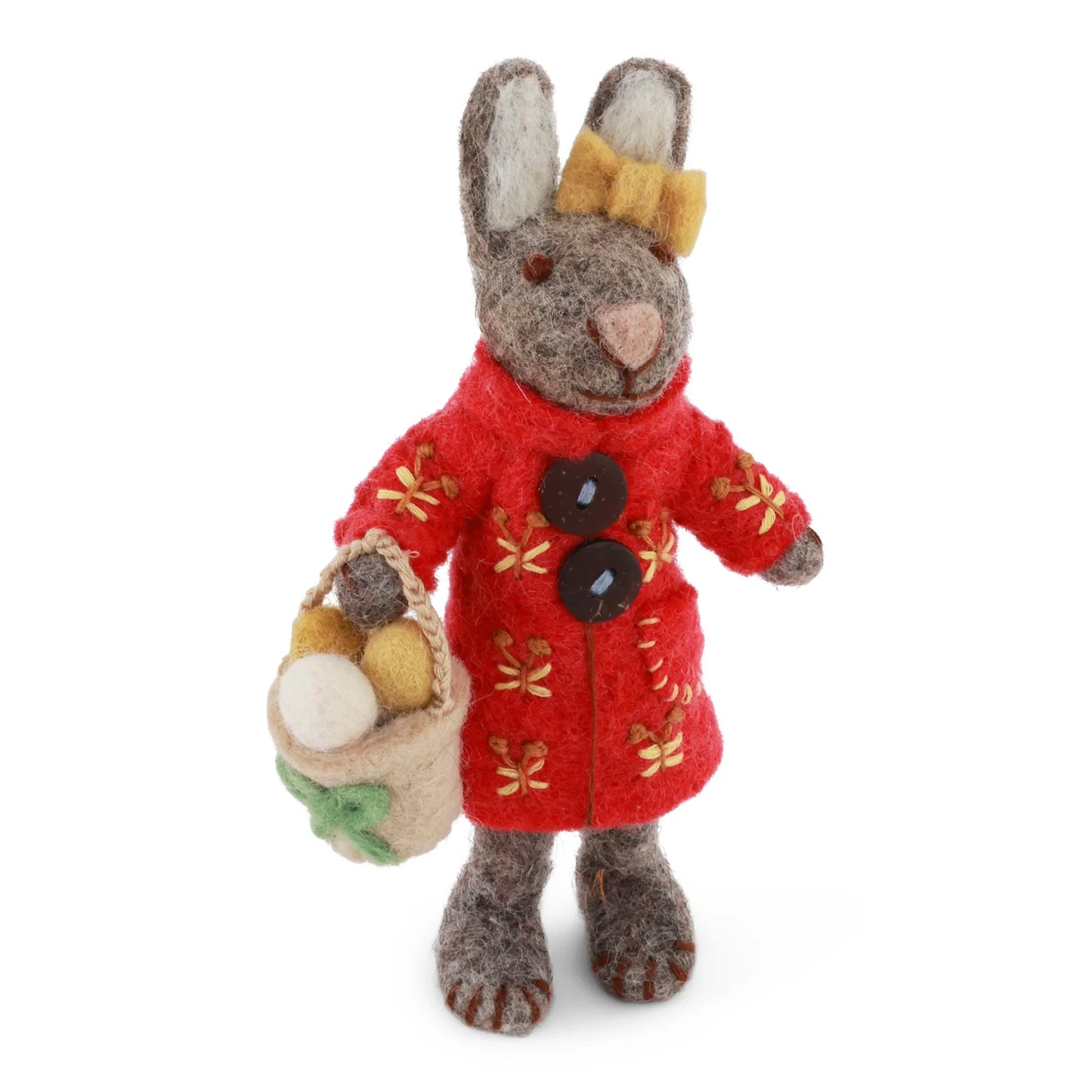 Felted white bunny with daffodil