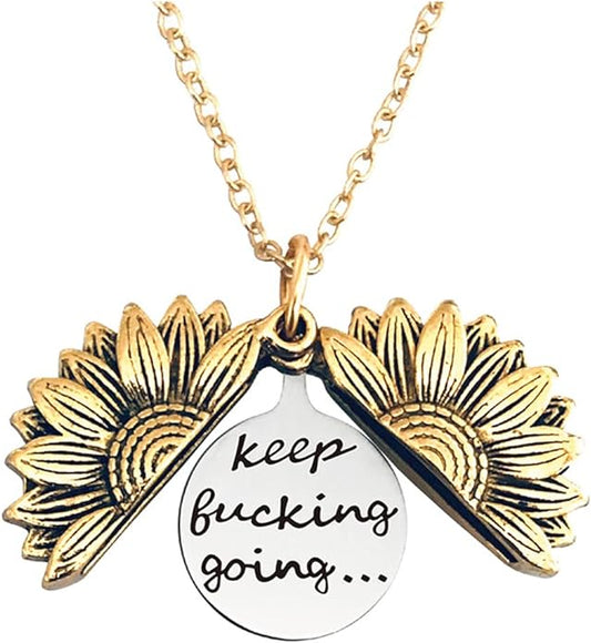 Halsband - Solros med budskapet "Keep f-ing going.."