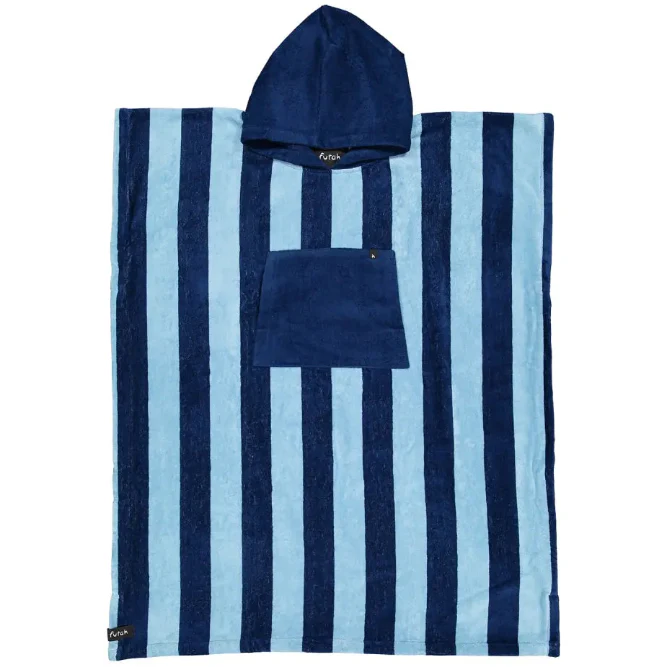 Bath poncho Terry Blue-white striped