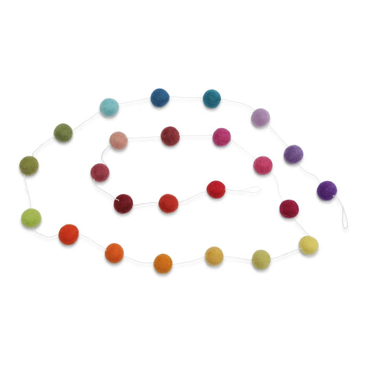 Girlang med tovade färgglada bollar