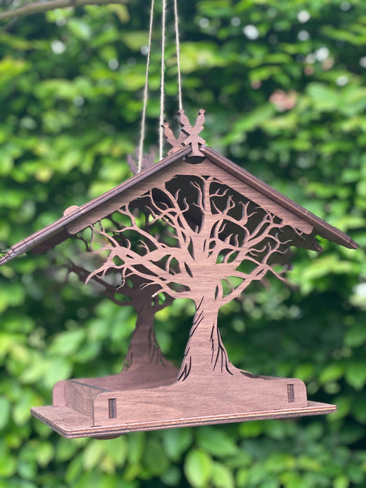 Wooden bird feeder